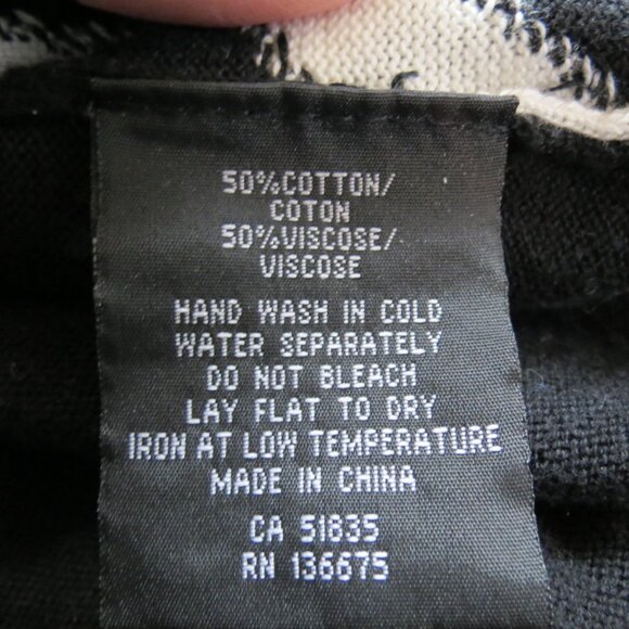 Orly Black/White Tunic Sweater Zebra Round Neck Long Sleeve Size Large - Picture 7 of 7